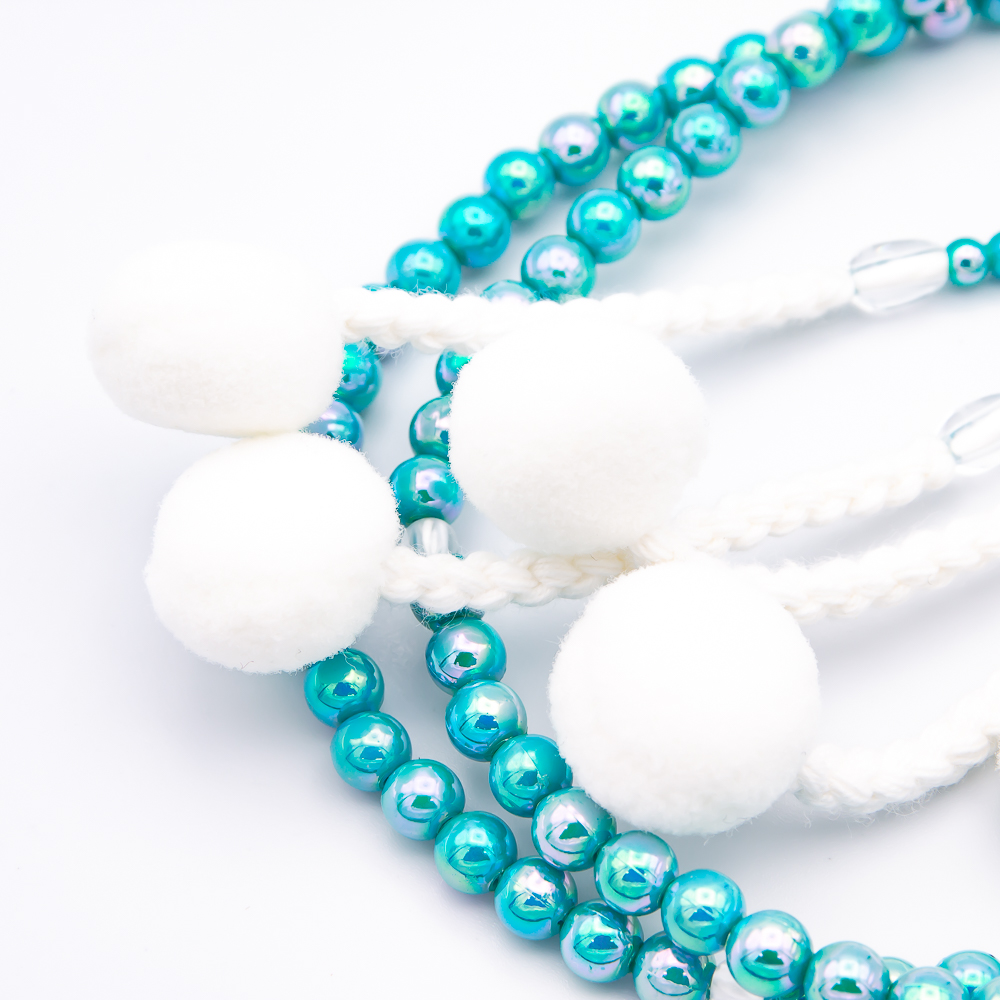 オーロラグリーン 数珠 8寸（小・女性向け） プラスチック 綿房 創価